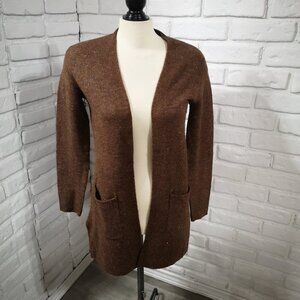 Old Navy Ladies Size XS Chocolate Brown Open Cardigan w/ Side Slits & Pockets